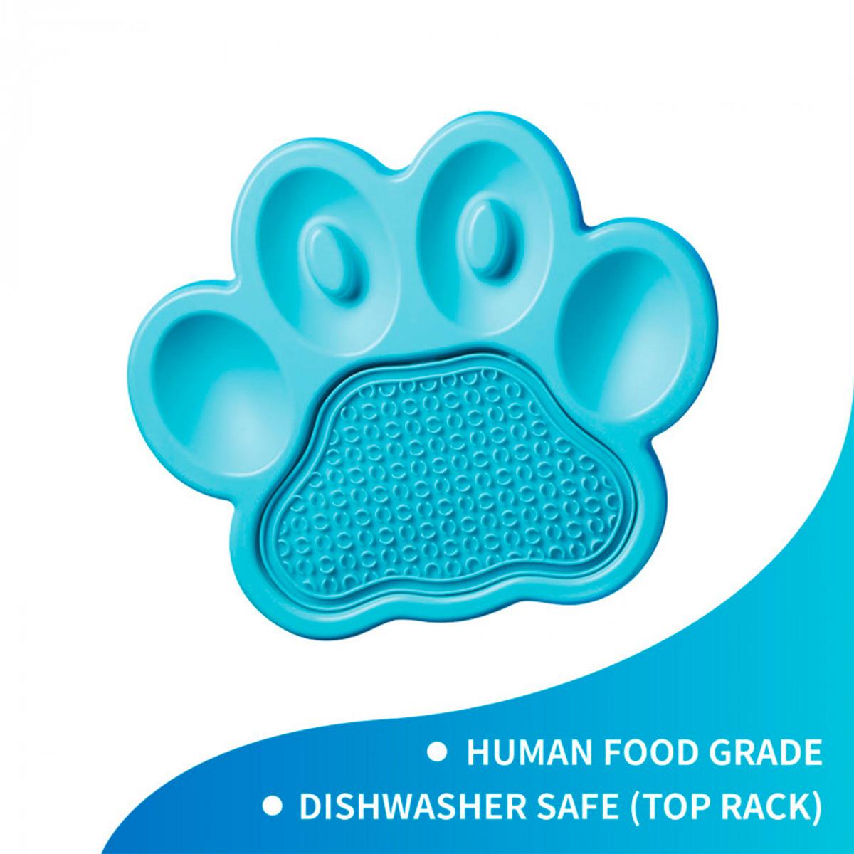 Alfombra De Lamer Petdreamhouse Paw 2 En 1 Azul Alimentador Lento Y Almohadilla